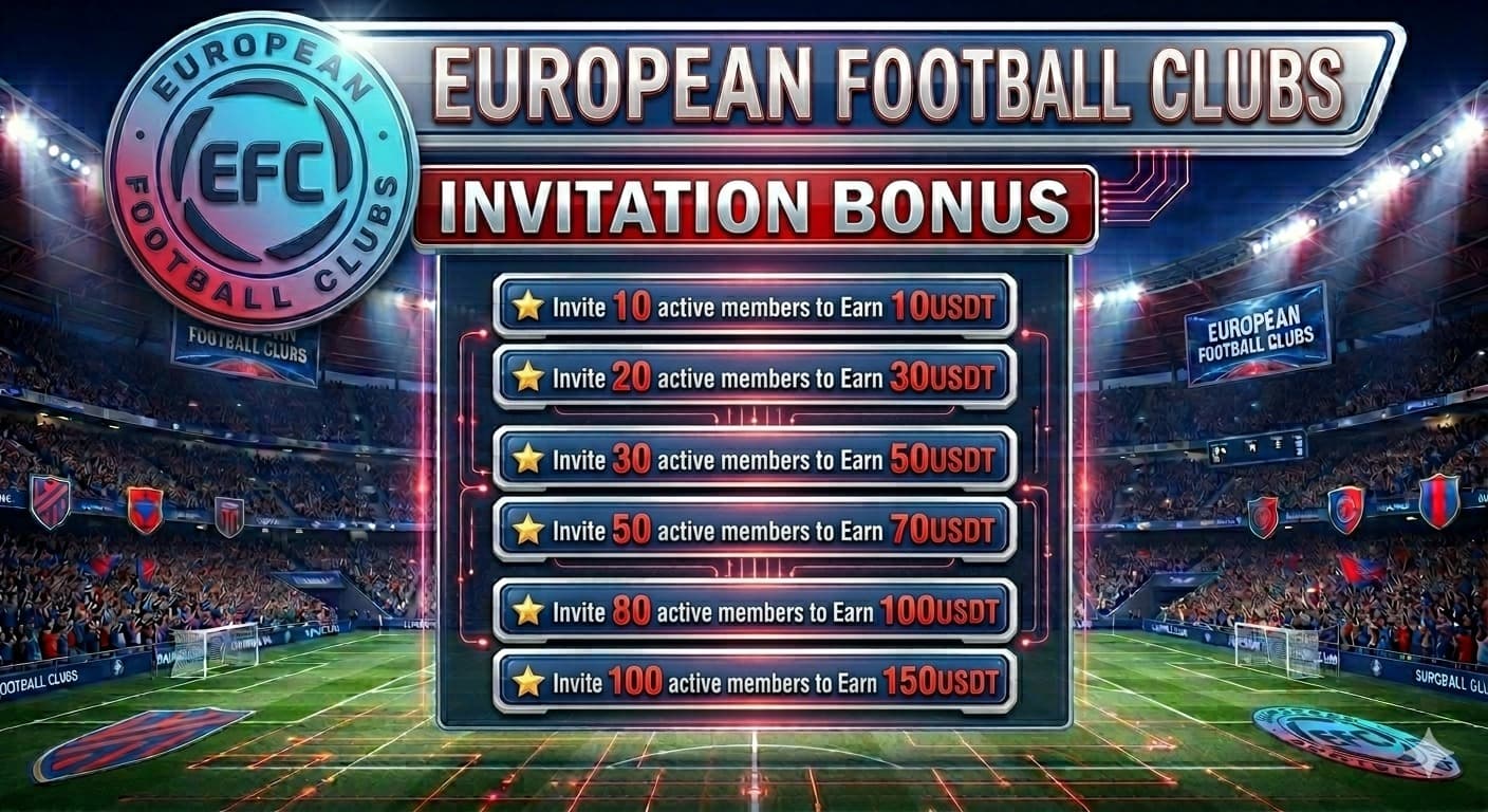 European Football Clubs invitation bonus tiers from 10 to 100 active members